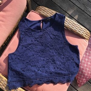 Navy Lace Tank Top